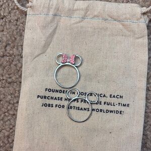 2021 Disney Minnie Mouse & Mickey Mouse Silver Ring Set | Size 8